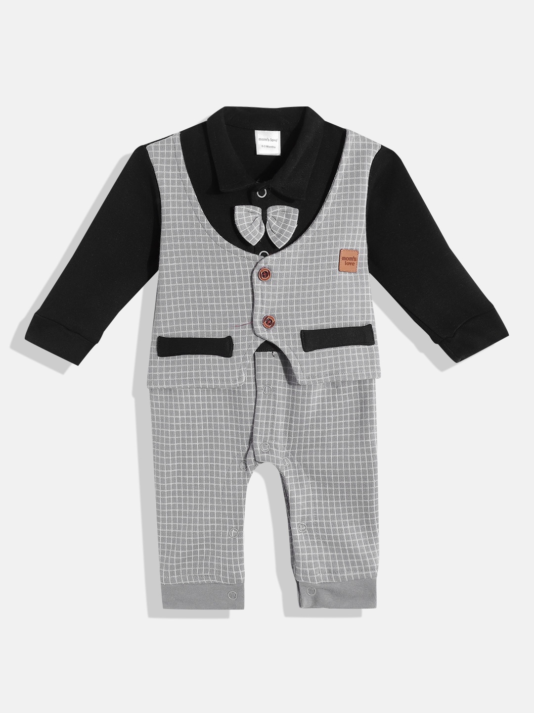 Moms Love Infant Boys Grey & Black Checked Pure Cotton Rompers with Attached Waistcoat
Moms Love Infant Boys Grey & Black Checked Pure Cotton Rompers with Attached Waistcoat