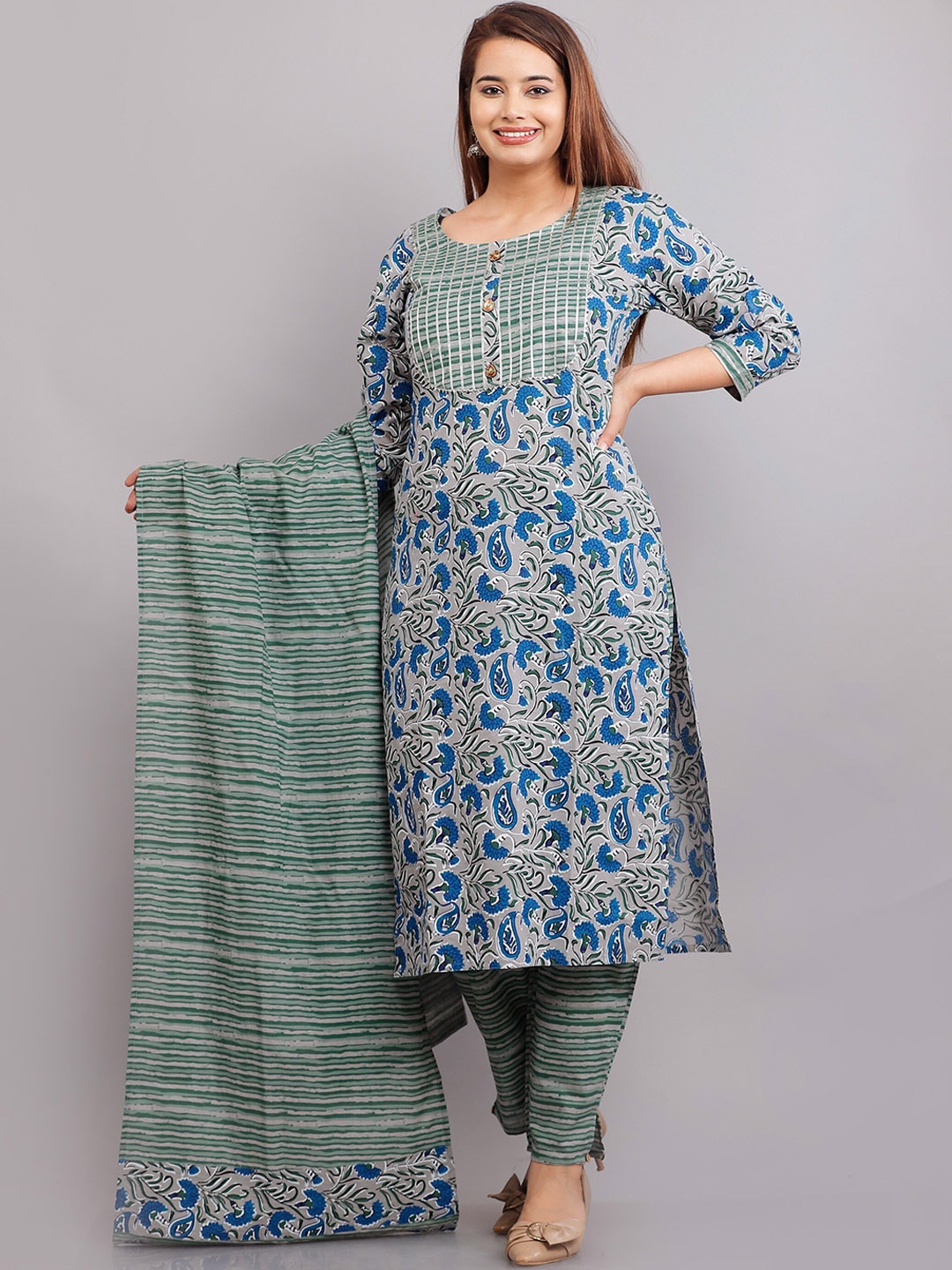 KALINI Women Green Ethnic Motifs Printed Pure Cotton Kurti with Churidar & With Dupatta
KALINI Women Green Ethnic Motifs Printed Pure Cotton Kurti with Churidar & With Dupatta