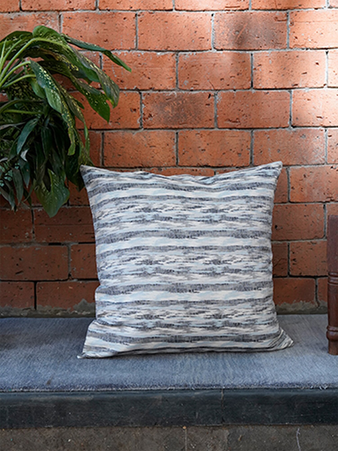 ZEBA Grey & Blue Abstract Square Cushion Covers