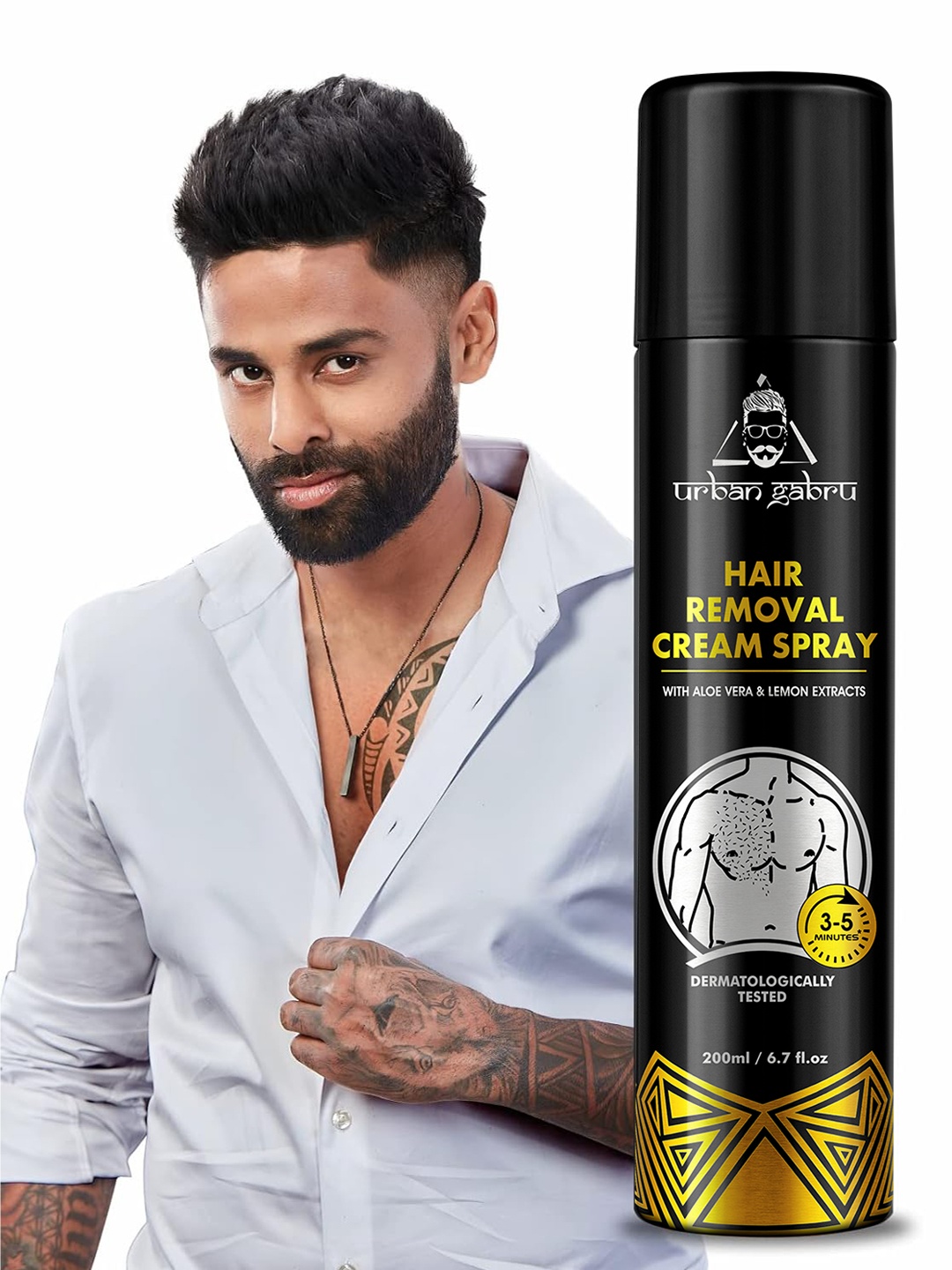 URBANGABRU De-Tan Formula Hair Removal Cream Spray with Aloe Vera & Lemon Extracts - 200ml, Black
URBANGABRU De-Tan Formula Hair Removal Cream Spray with Aloe Vera & Lemon Extracts - 200ml, Black