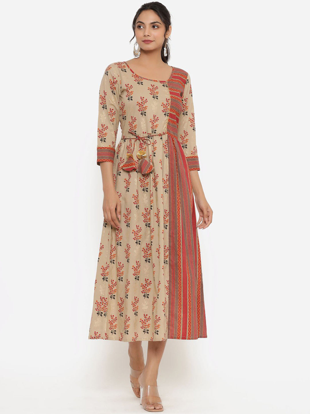 PARCHHAI Women Gold-Toned Floral Printed Anarkali Kurta
PARCHHAI Women Gold-Toned Floral Printed Anarkali Kurta