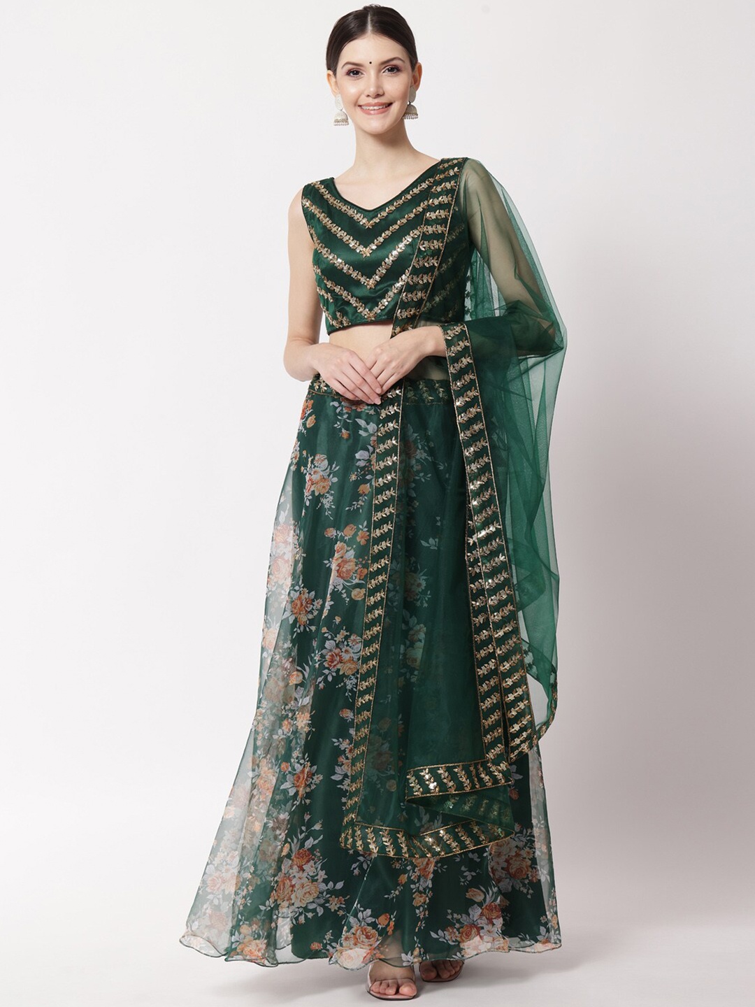 Fabcartz Green & Orange Embroidered Ready to Wear Lehenga & Unstitched Blouse With Dupatta
Fabcartz Green & Orange Embroidered Ready to Wear Lehenga & Unstitched Blouse With Dupatta