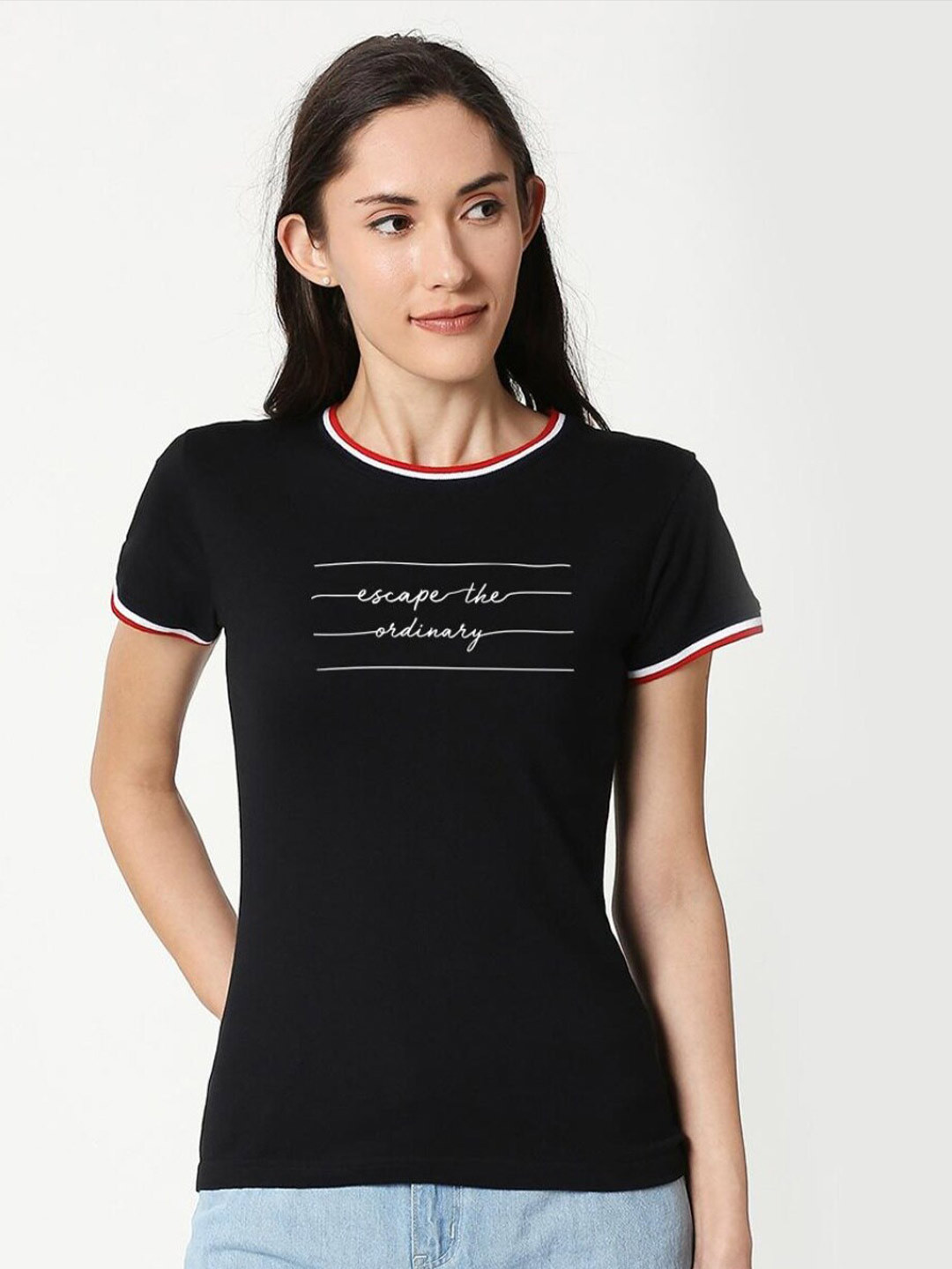 Bewakoof Women Black Typography Pure Cotton T-shirt 
Bewakoof Women Black Typography Pure Cotton T-shirt