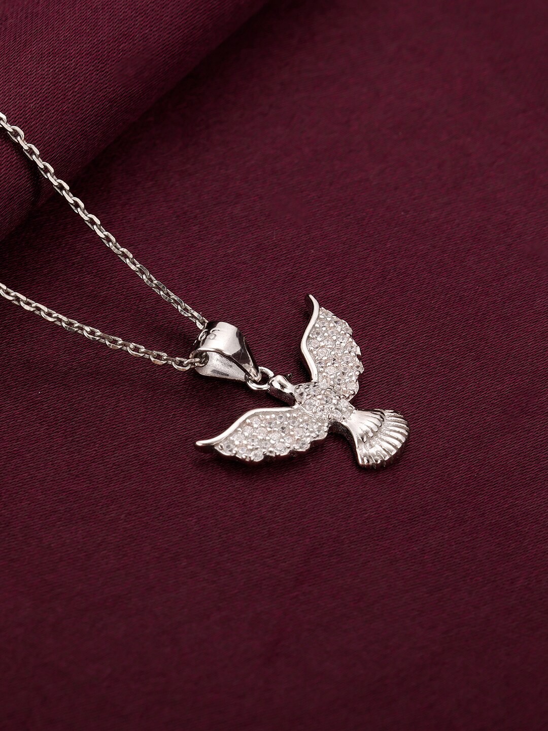GIVA Women Rhodium-Plated silver-toned cubic-zirconia Studded Flight of Freedom Pendant with Link Chain
GIVA Women Rhodium-Plated silver-toned cubic-zirconia Studded Flight of Freedom Pendant with Link Chain