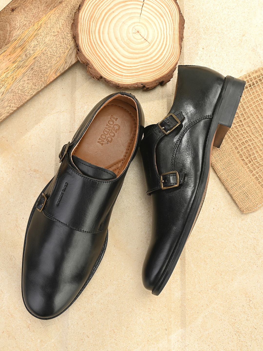 CLOG LONDON Men Black Leather Monk Shoes
CLOG LONDON Men Black Leather Monk Shoes