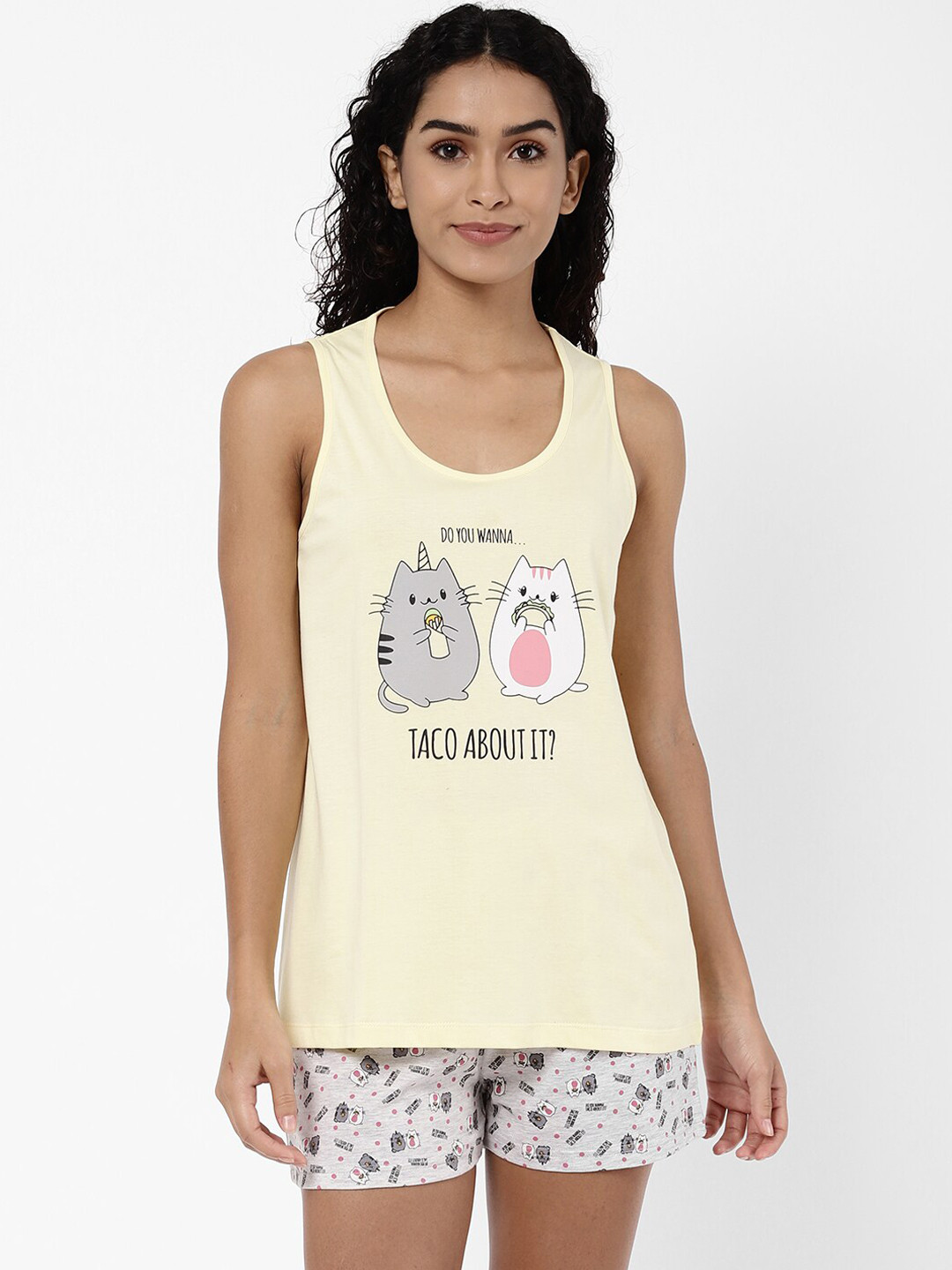 R&B Women Yellow & Grey Printed Cotton Night suit
R&B Women Yellow & Grey Printed Cotton Night suit