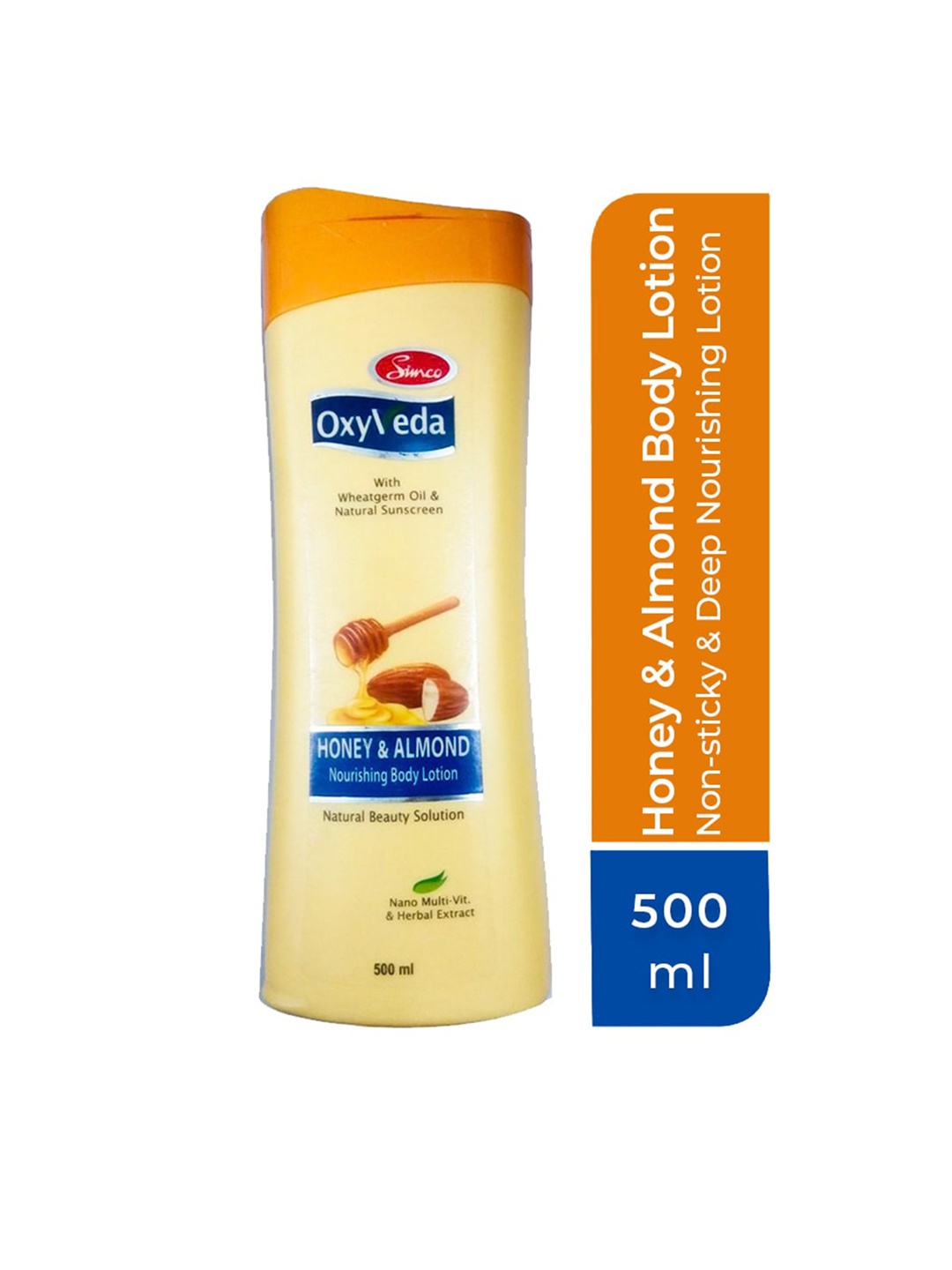 Simco Oxyveda Honey & Almond Nourishing Body Lotion with Wheatgerm Oil - 500 ml, Yellow
Simco Oxyveda Honey & Almond Nourishing Body Lotion with Wheatgerm Oil - 500 ml, Yellow