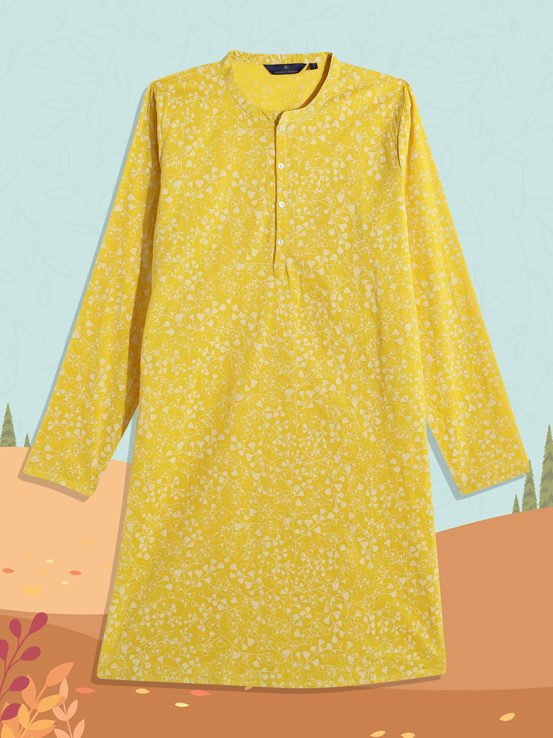 House of Pataudi Boys Yellow Floral Printed Pure Cotton Straight Kurta
House of Pataudi Boys Yellow Floral Printed Pure Cotton Straight Kurta