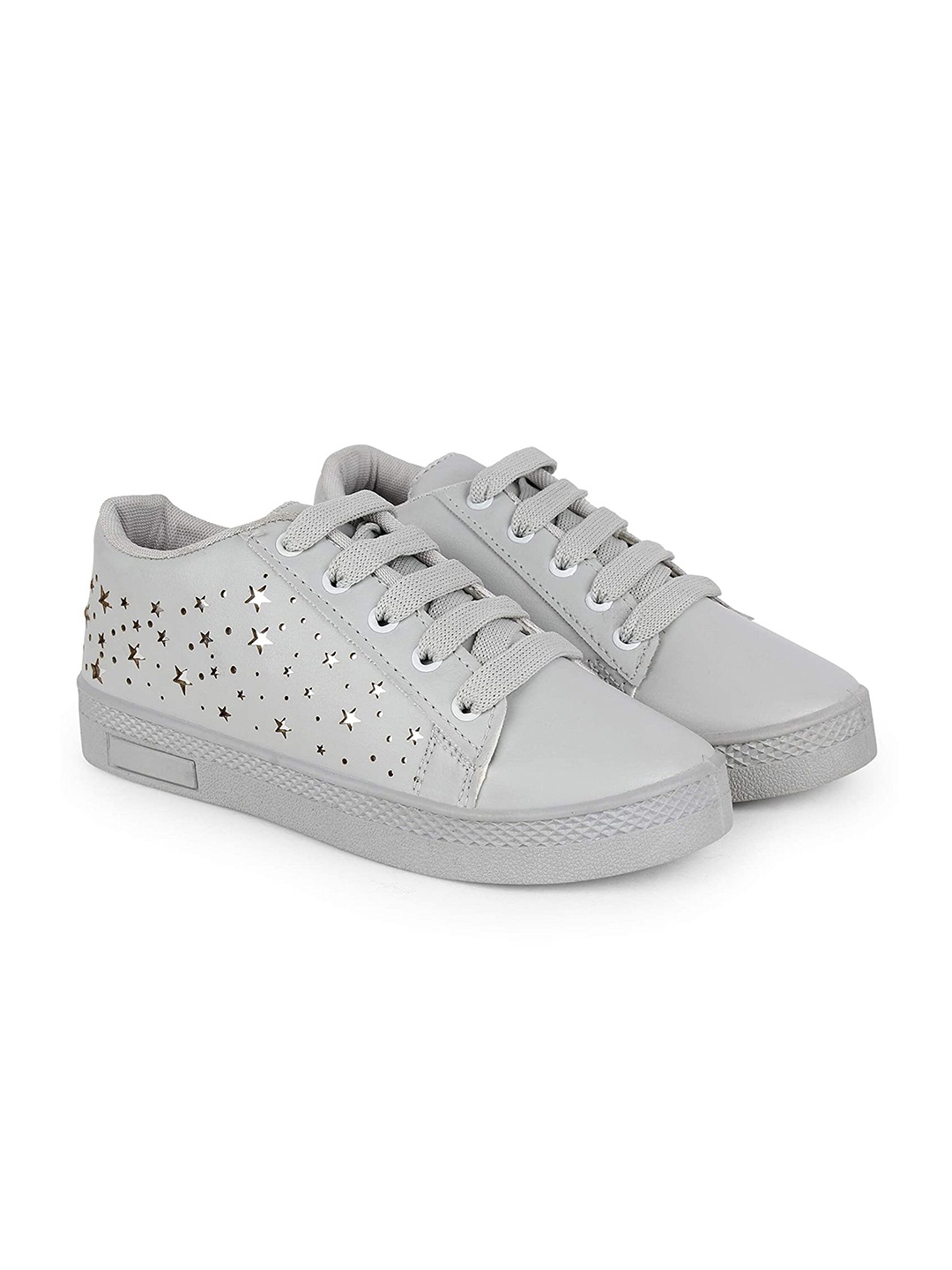 BEONZA Women Grey Printed Sneakers