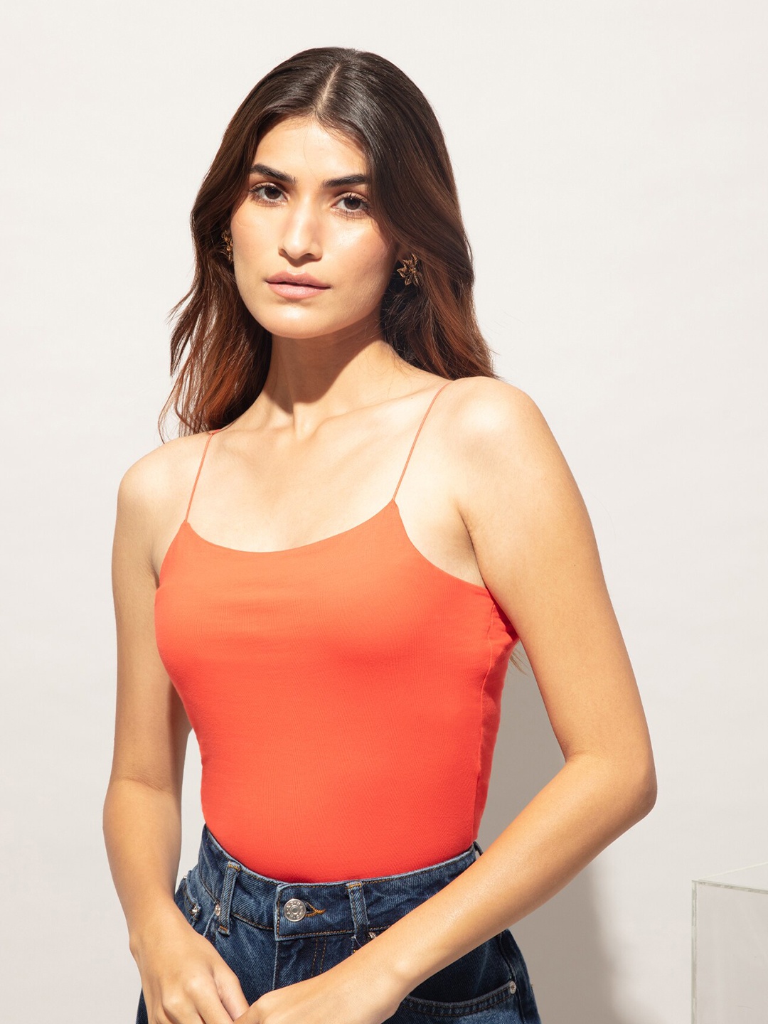 20Dresses Women Coral Spaghetti Crop T-shirt