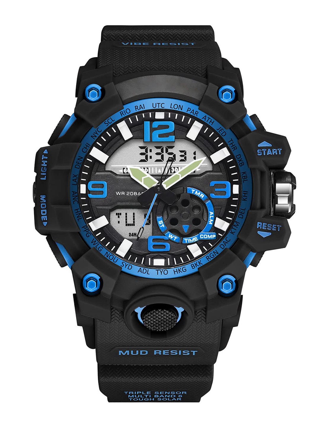 Shocknshop Men Black Dial & Black Straps Analogue and Digital Multi Function Watch Watch07Blue
Shocknshop Men Black Dial & Black Straps Analogue and Digital Multi Function Watch Watch07Blue
