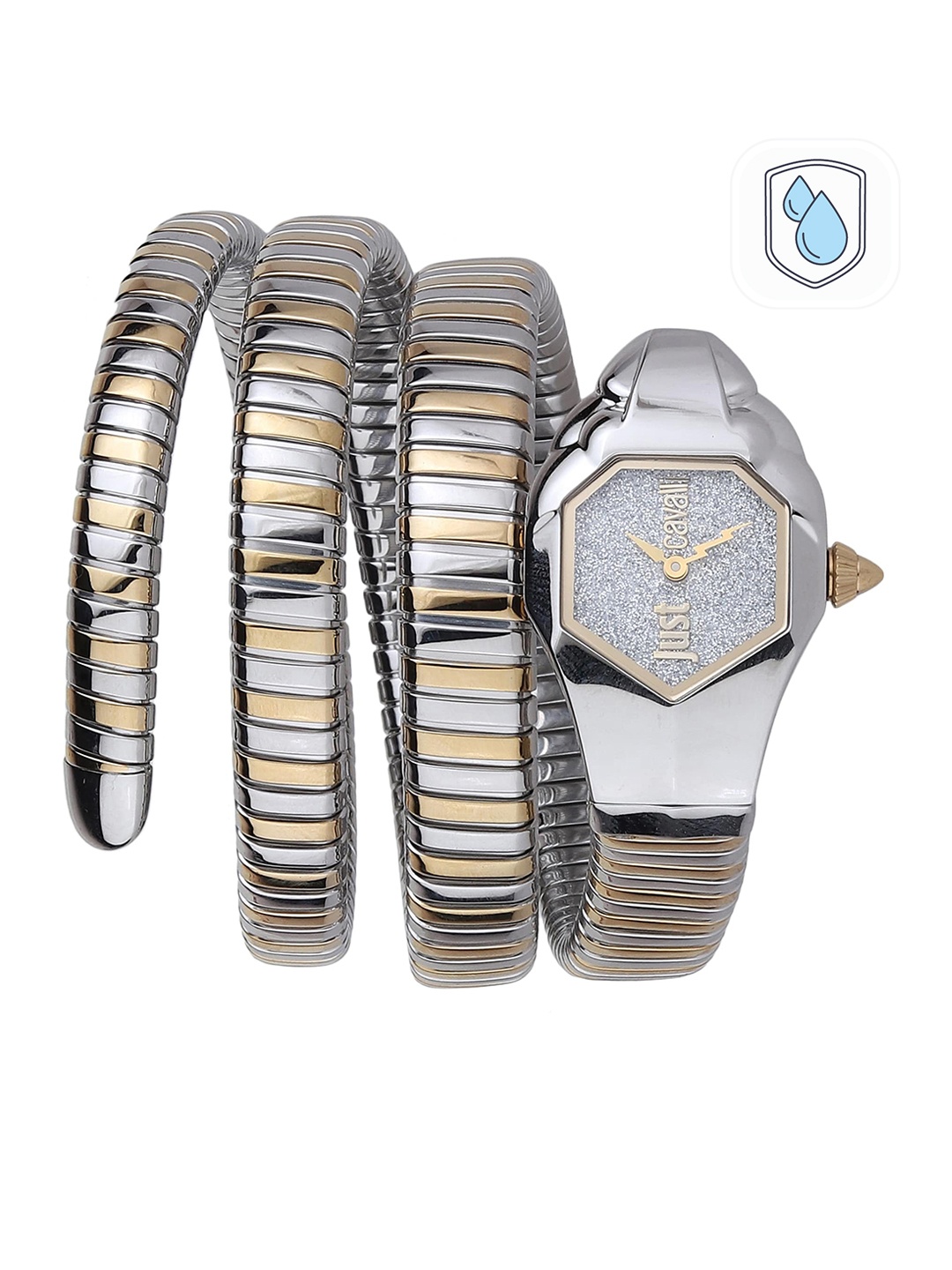 Just Cavalli Women Silver-Toned Embellished Dial & Multicoloured Stainless Steel Wrap Around Straps Analogue Watch, Multi
Just Cavalli Women Silver-Toned Embellished Dial & Multicoloured Stainless Steel Wrap Around Straps Analogue Watch, Multi