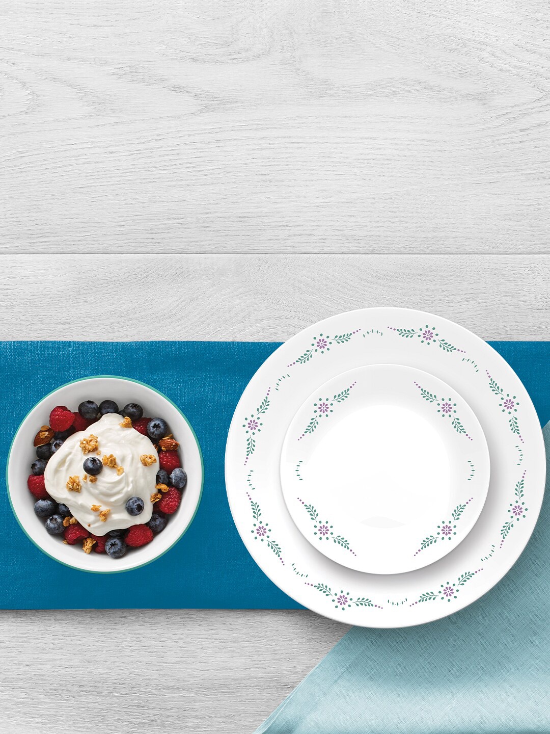Corelle White & Purple Pack Of 4 Dishwasher & Microwave Safe Vitrelle Glass Dinner Set
Corelle White & Purple Pack Of 4 Dishwasher & Microwave Safe Vitrelle Glass Dinner Set