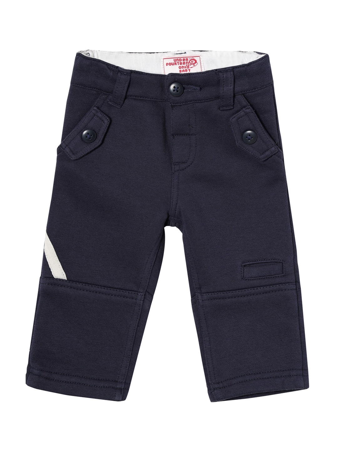 UNDER FOURTEEN ONLY Boys Navy Blue Slim Fit Trousers