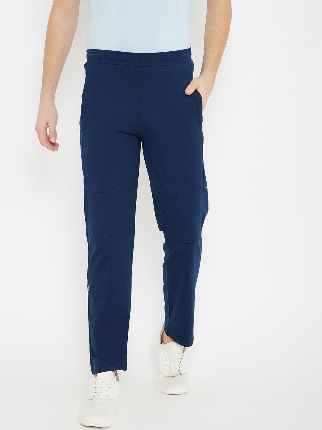 Okane Men Blue Solid Regular Fit Track Pant