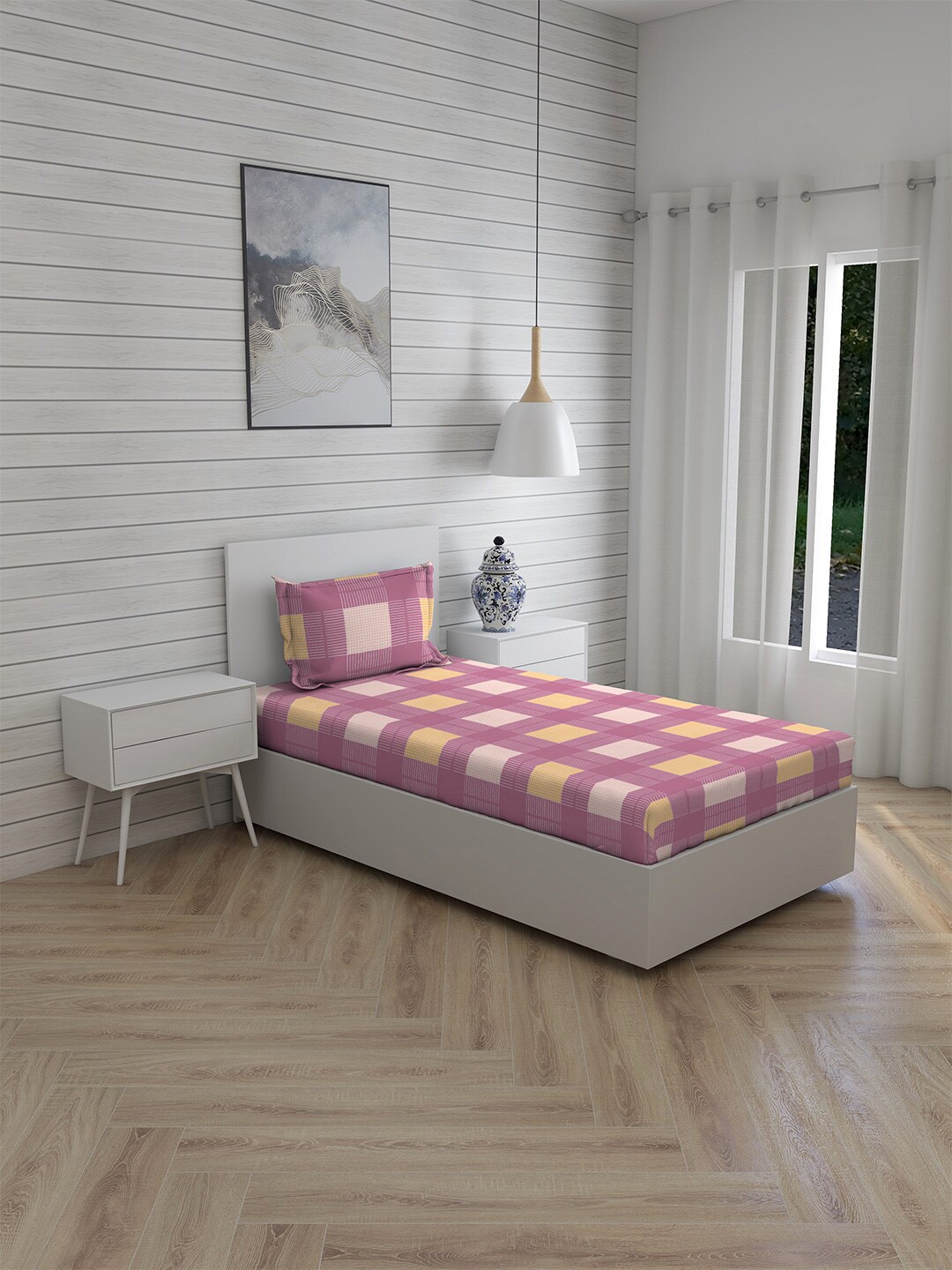 Boutique Living India Pink & Beige 225 TC Cotton Single Bedsheet with 1 Pillow Covers
Boutique Living India Pink & Beige 225 TC Cotton Single Bedsheet with 1 Pillow Covers