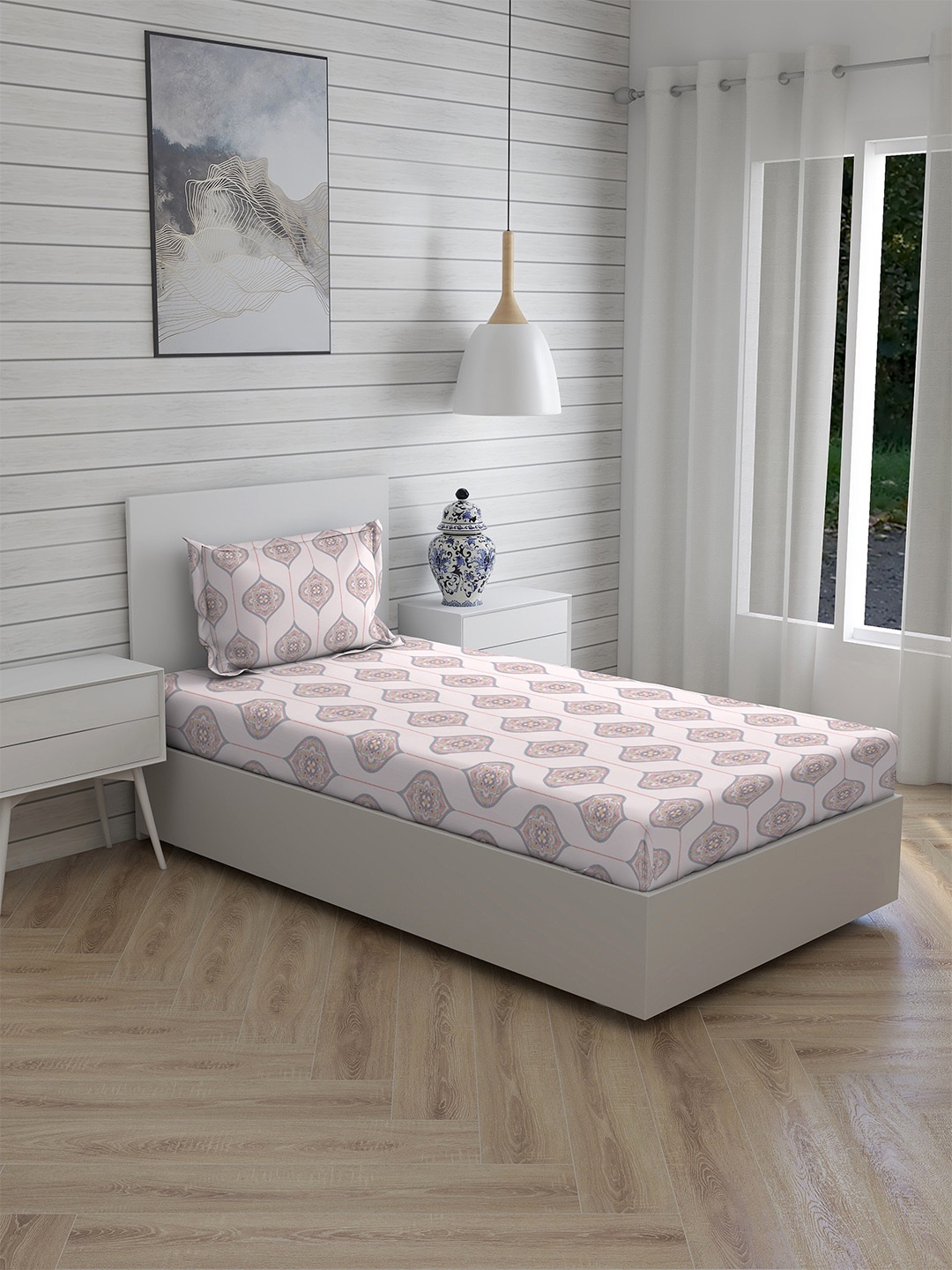 Boutique Living India White & Blue 225 TC Cotton Single Bedsheet with 1 Pillow Covers
Boutique Living India White & Blue 225 TC Cotton Single Bedsheet with 1 Pillow Covers