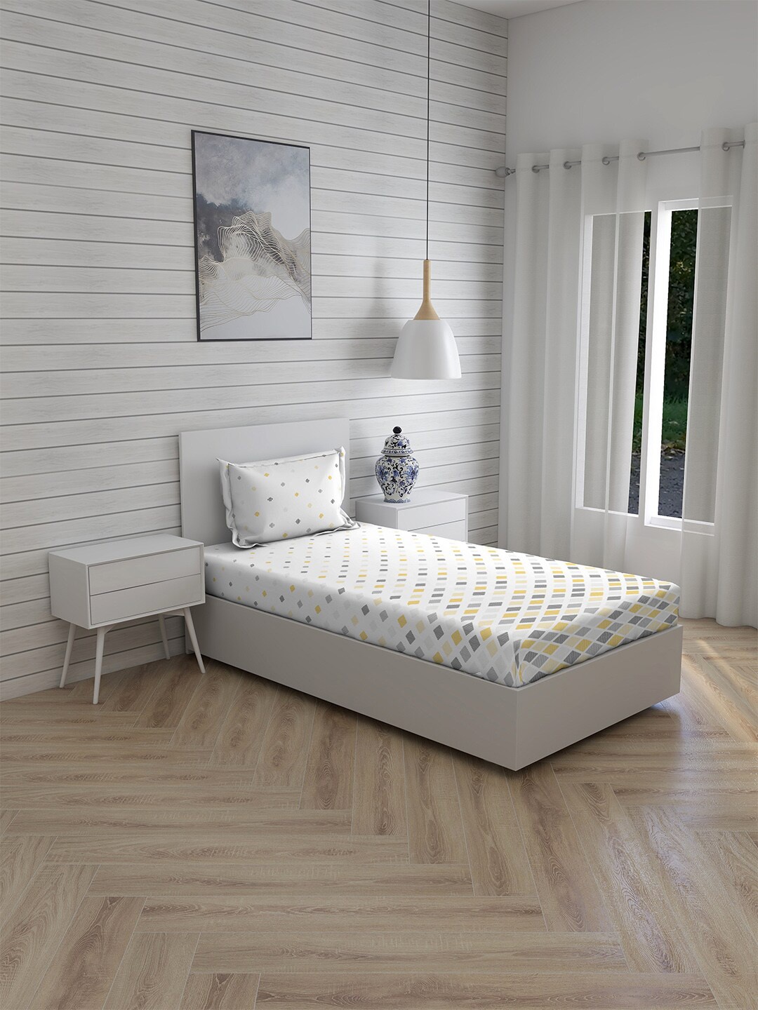 Boutique Living India Grey & Green 225 TC Cotton Single Bedsheet with 1 Pillow Covers
Boutique Living India Grey & Green 225 TC Cotton Single Bedsheet with 1 Pillow Covers