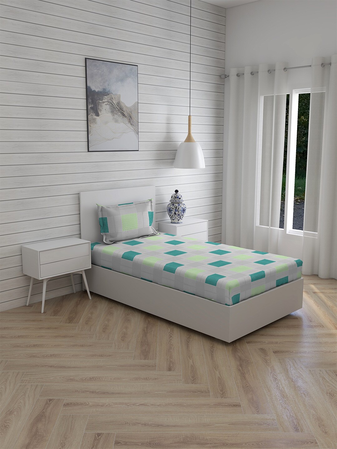 Boutique Living India Grey & Blue 230 TC Geometric Single Bedsheet with 1 Pillow Covers
Boutique Living India Grey & Blue 230 TC Geometric Single Bedsheet with 1 Pillow Covers