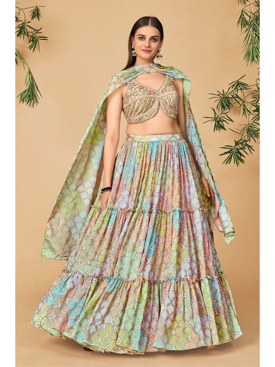 DRESSTIVE Blue & Green Embroidered Mirror Work Semi-Stitched Lehenga & Unstitched Blouse With Dupatta
DRESSTIVE Blue & Green Embroidered Mirror Work Semi-Stitched Lehenga & Unstitched Blouse With Dupatta