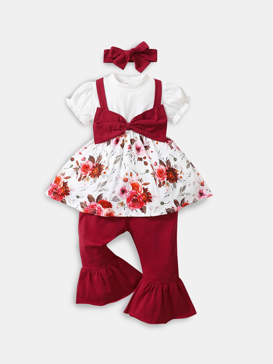 Hopscotch Kids Girls Red & White Printed Puffed Sleeves Top With Trousers With Headband
Hopscotch Kids Girls Red & White Printed Puffed Sleeves Top With Trousers With Headband
