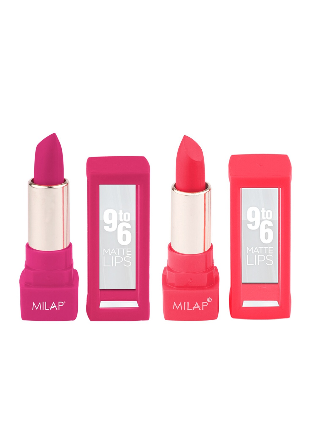 MILAP Set Of 2 9to6 Matte Lips Lipstick 4.2g Each - Passionate Patel & Top Notch, Pink
MILAP Set Of 2 9to6 Matte Lips Lipstick 4.2g Each - Passionate Patel & Top Notch, Pink