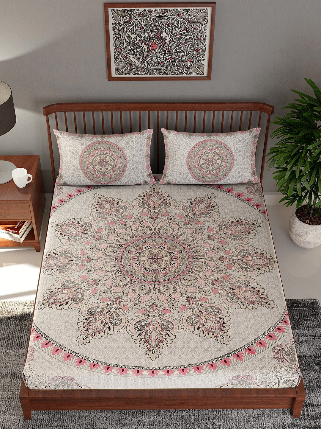 EK BY EKTA KAPOOR Green Utkarsh Mandala Screen Print Cotton King Bedsheet & 2 Pillow Cover
EK BY EKTA KAPOOR Green Utkarsh Mandala Screen Print Cotton King Bedsheet & 2 Pillow Cover