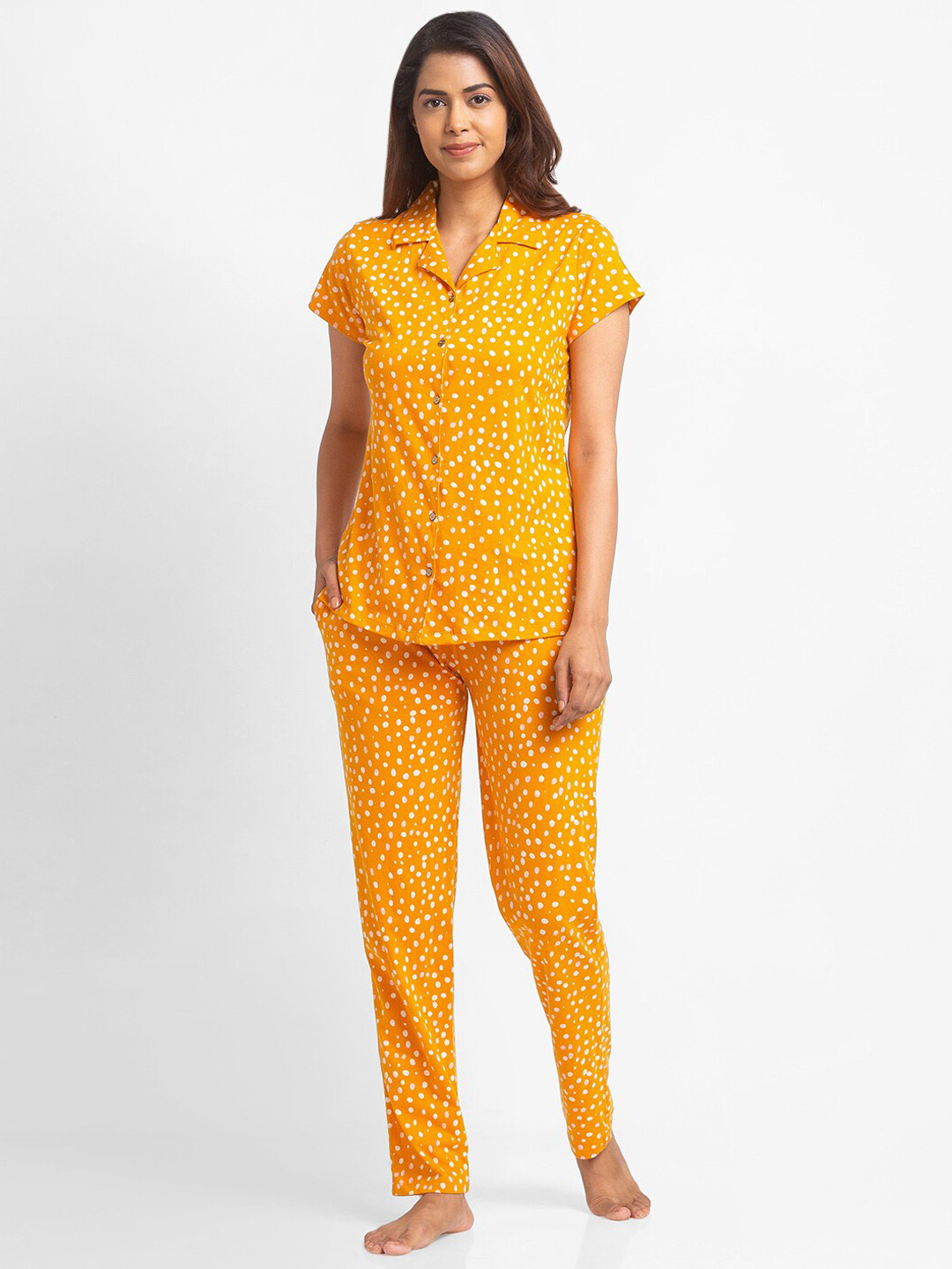 Juliet Women Yellow & White Printed Pure Cotton Night suit
Juliet Women Yellow & White Printed Pure Cotton Night suit