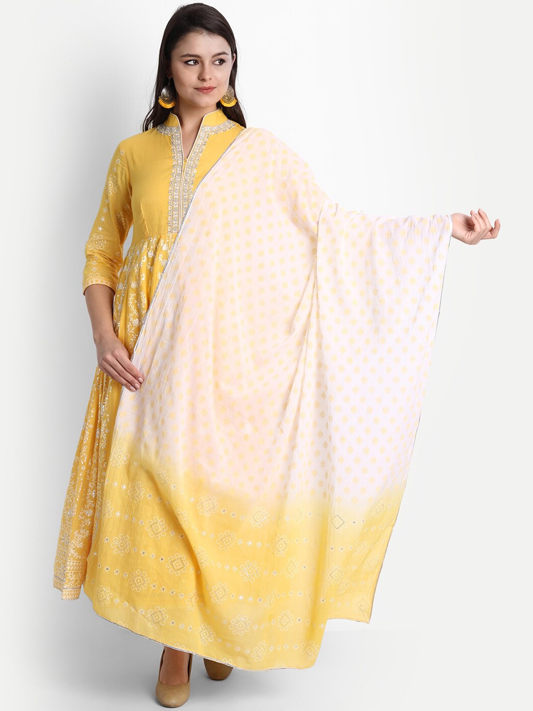 SHEREEN Women Yellow Ethnic Motifs Embroidered Pure Cotton Kurta with Churidar & With Dupatta
SHEREEN Women Yellow Ethnic Motifs Embroidered Pure Cotton Kurta with Churidar & With Dupatta