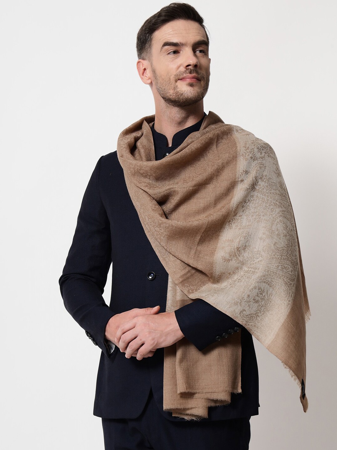 Pashtush Women Beige Woven Design Stole