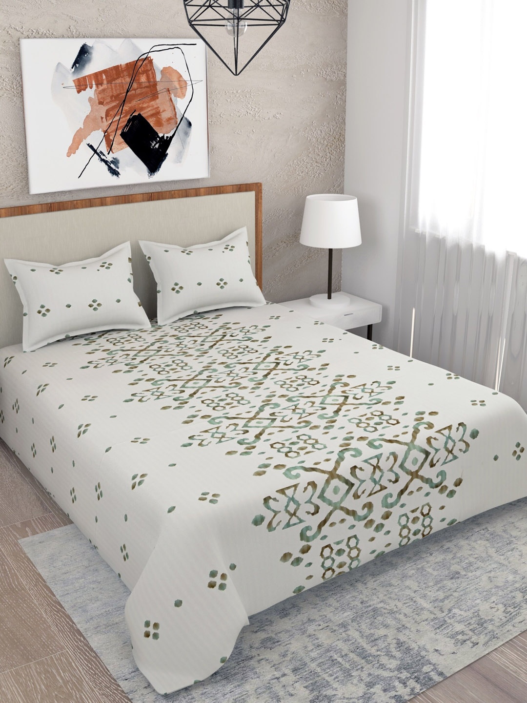 Salona Bichona White 100% Cotton 210 TC King Size Bedsheet with 2 Pillow Covers Set., Red
Salona Bichona White 100% Cotton 210 TC King Size Bedsheet with 2 Pillow Covers Set., Red