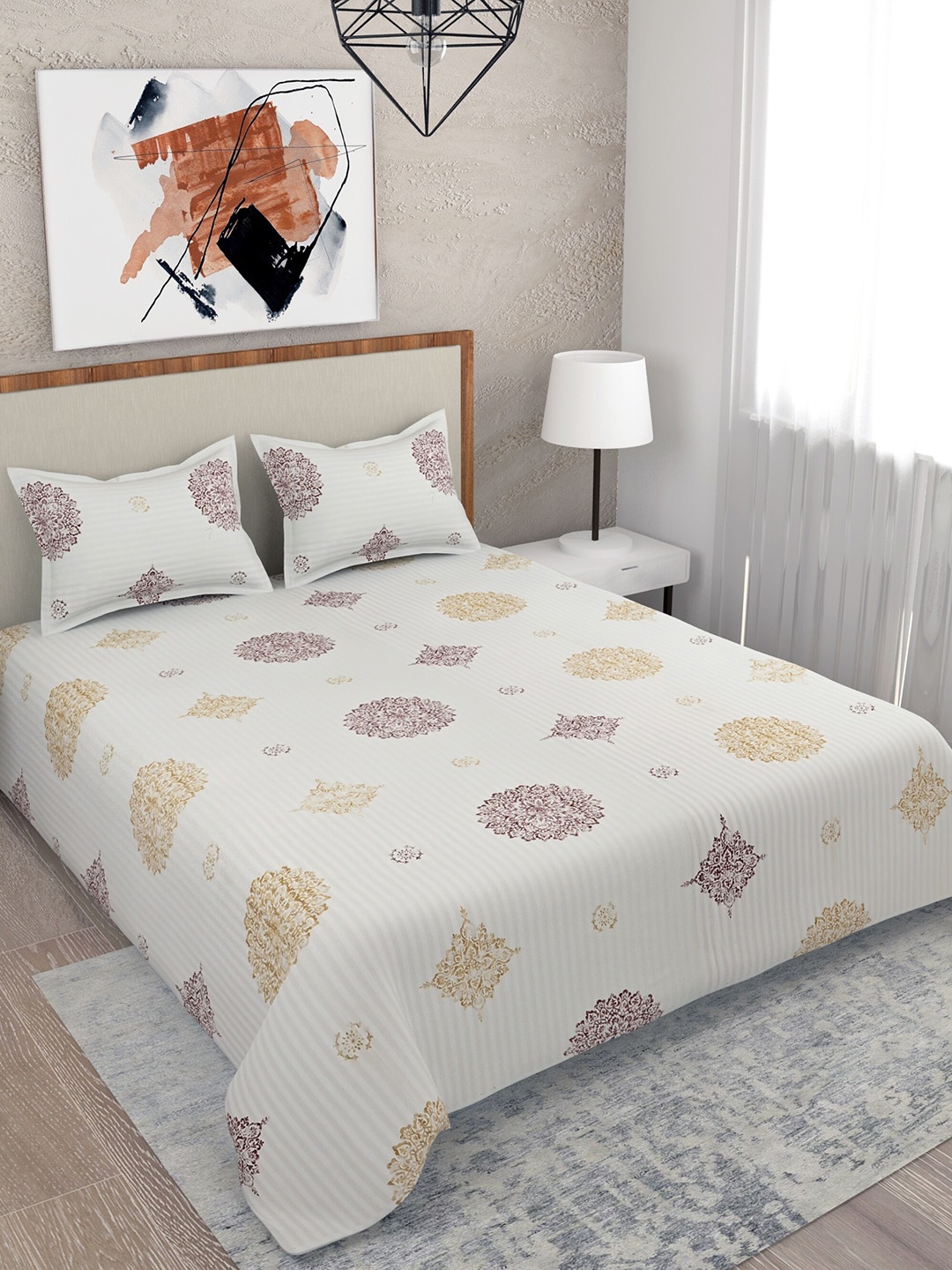 Salona Bichona White & Brown 100% Cotton 210 TC King Size Bedsheet with 2 Pillow Covers
Salona Bichona White & Brown 100% Cotton 210 TC King Size Bedsheet with 2 Pillow Covers
