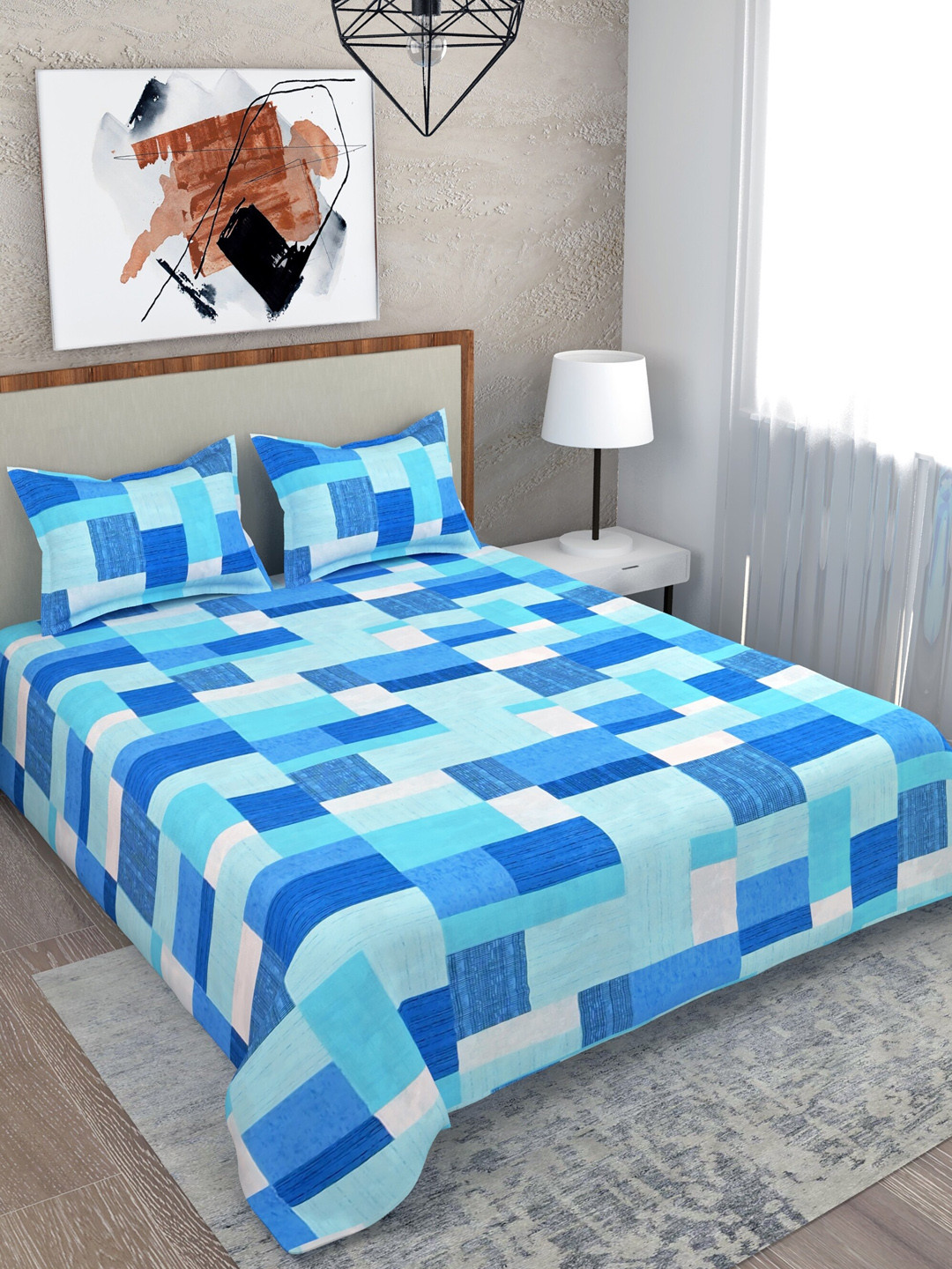 SALONA BICHONA Blue and White 100% Cotton 104 TC Double Bedsheet with 2 Pillow Covers
SALONA BICHONA Blue and White 100% Cotton 104 TC Double Bedsheet with 2 Pillow Covers