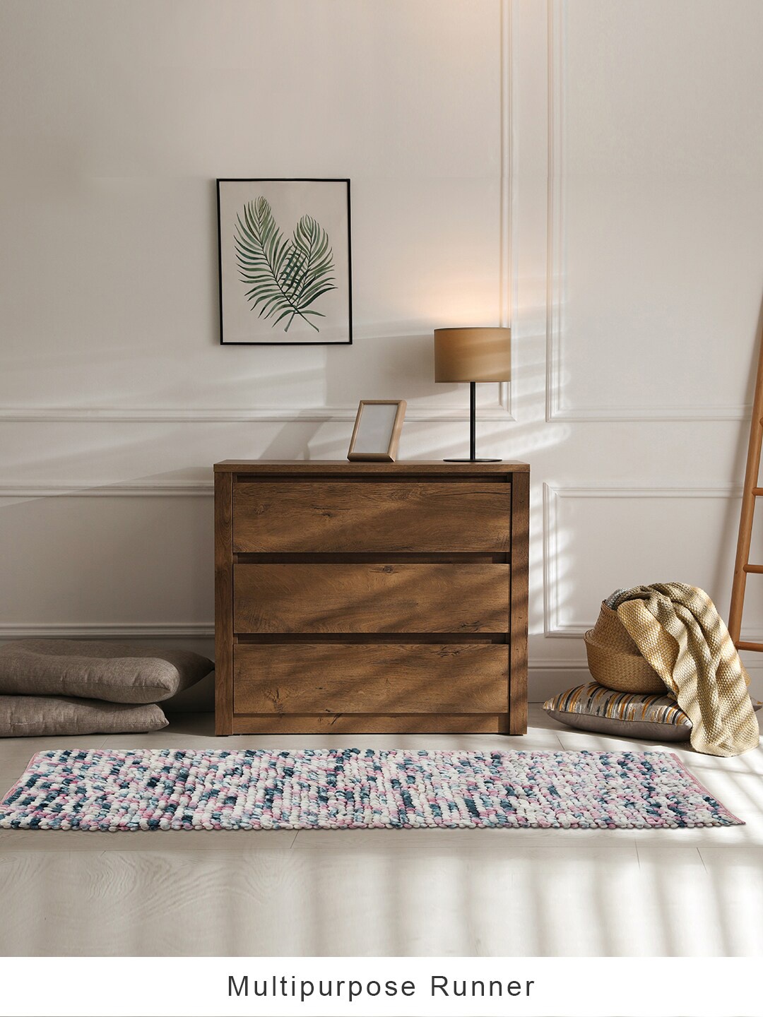 HomeTown Blue & Pink Self-Design Floor Runner