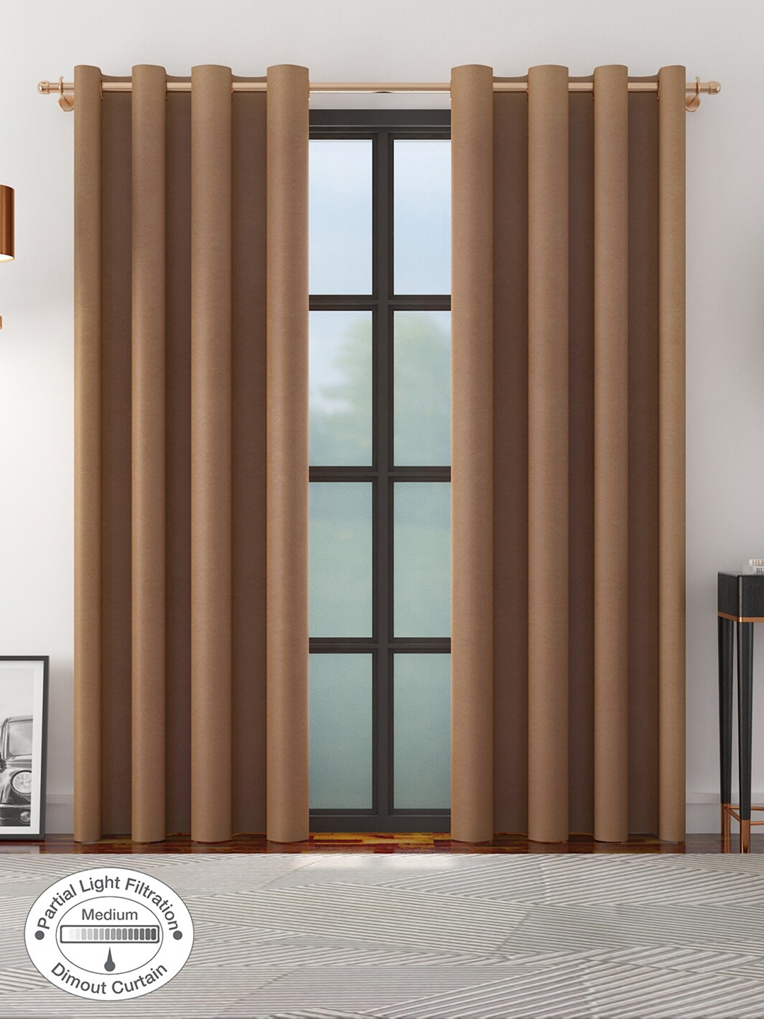 HomeTown Brown Solid Long Door Curtain