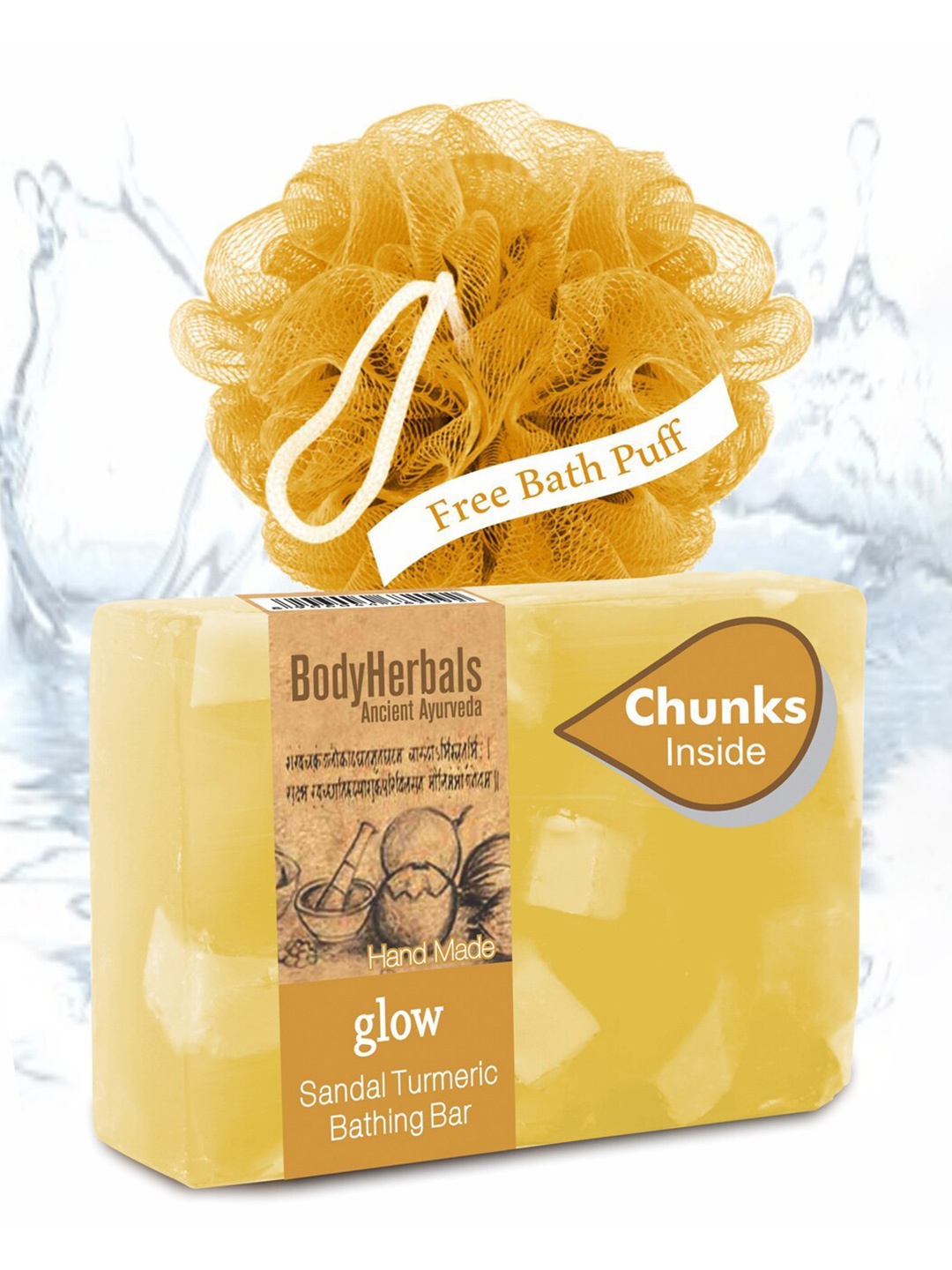 BodyHerbals Glow Sandal Turmeric Bathing Soap Bar with Natural Chunks & Free Bath Puff, Brown
BodyHerbals Glow Sandal Turmeric Bathing Soap Bar with Natural Chunks & Free Bath Puff, Brown