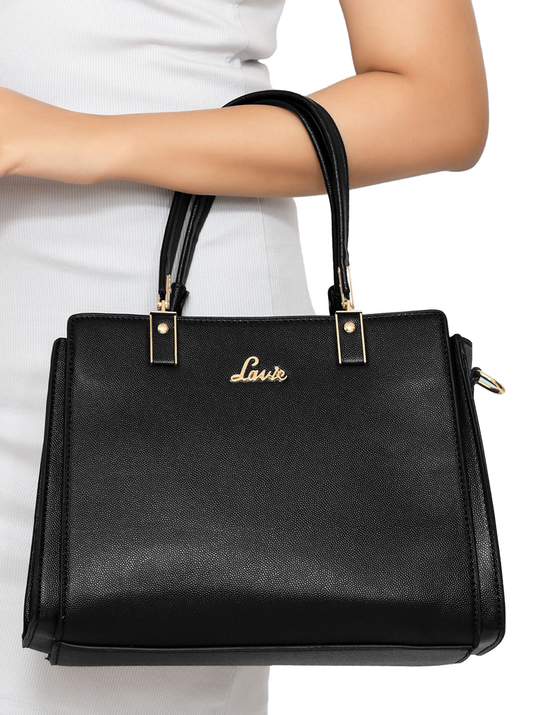 Lavie Women Kiana Black Solid Structured Satchel Handbag with Detachable Sling Strap
Lavie Women Kiana Black Solid Structured Satchel Handbag with Detachable Sling Strap