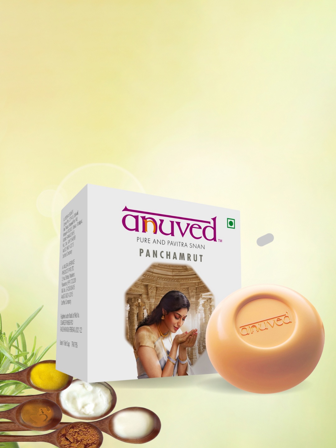 Anuved Set of 6 Herbal Panchamrit Soap For Healing & Moisturising Skin - 125g Each, Cream
Anuved Set of 6 Herbal Panchamrit Soap For Healing & Moisturising Skin - 125g Each, Cream