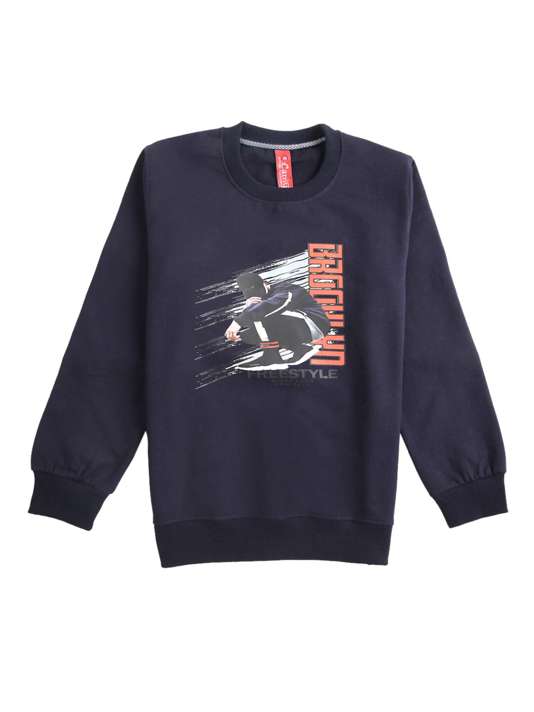 V-Mart Boys Navy Blue Printed Cotton T-shirt
