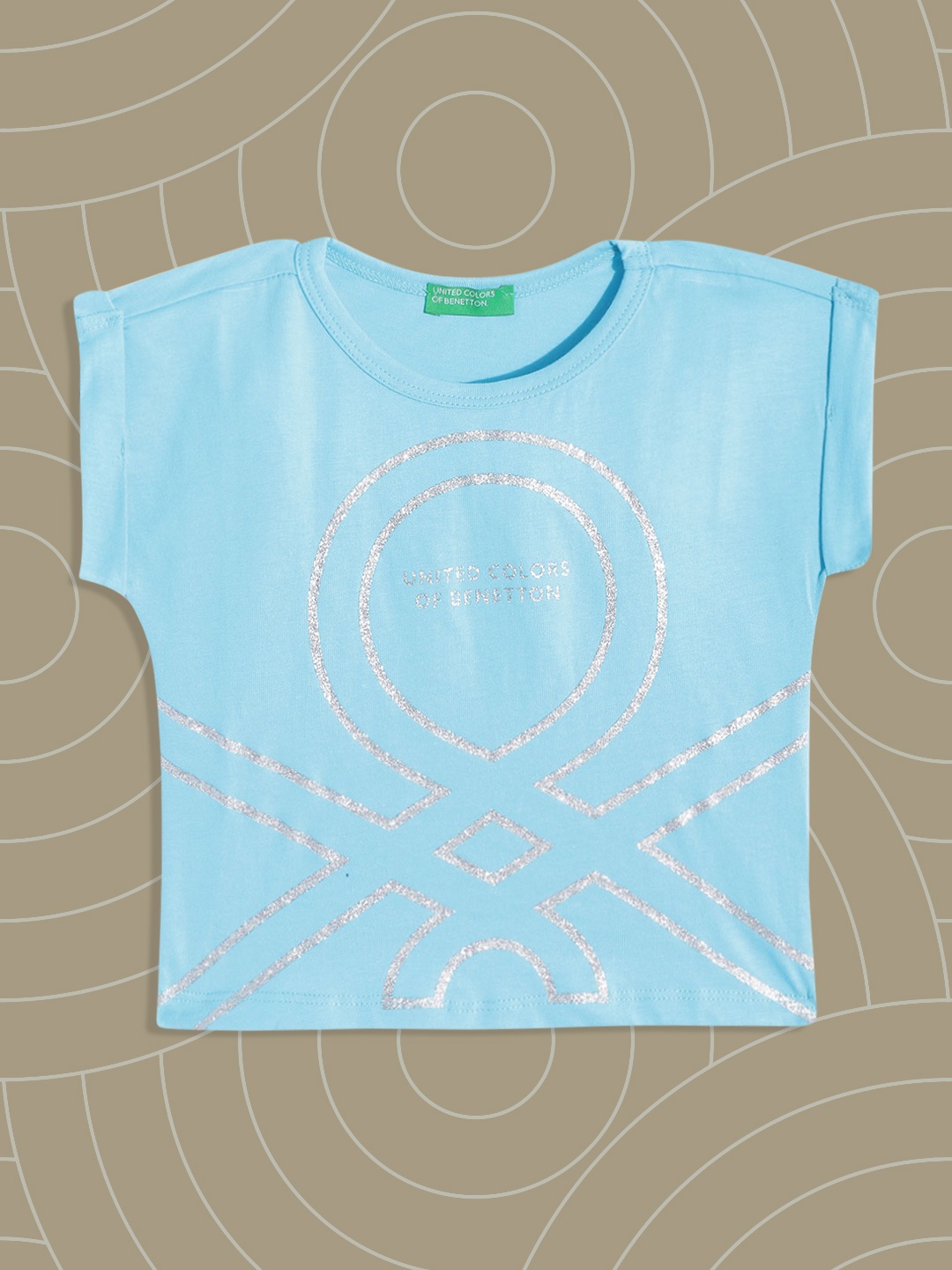 United Colors of Benetton Girls Blue & Silver-Toned Brand Logo Print Pure Cotton T-shirt
United Colors of Benetton Girls Blue & Silver-Toned Brand Logo Print Pure Cotton T-shirt