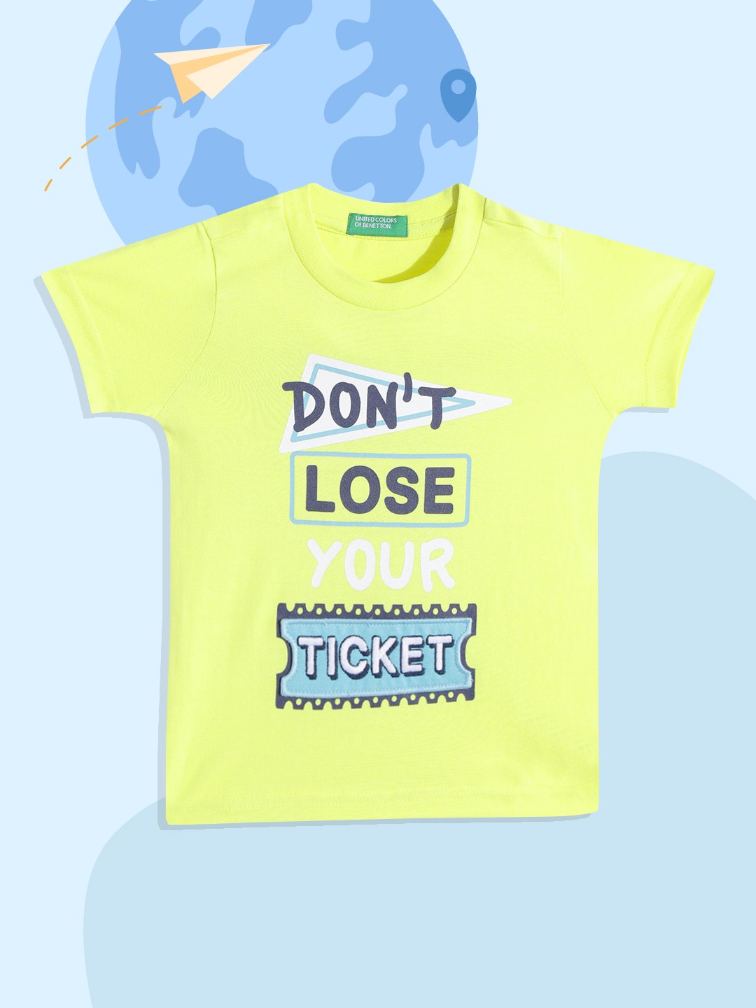 United Colors of Benetton Boys Lime Green & Navy Blue Typography Print Cotton T-shirt
United Colors of Benetton Boys Lime Green & Navy Blue Typography Print Cotton T-shirt