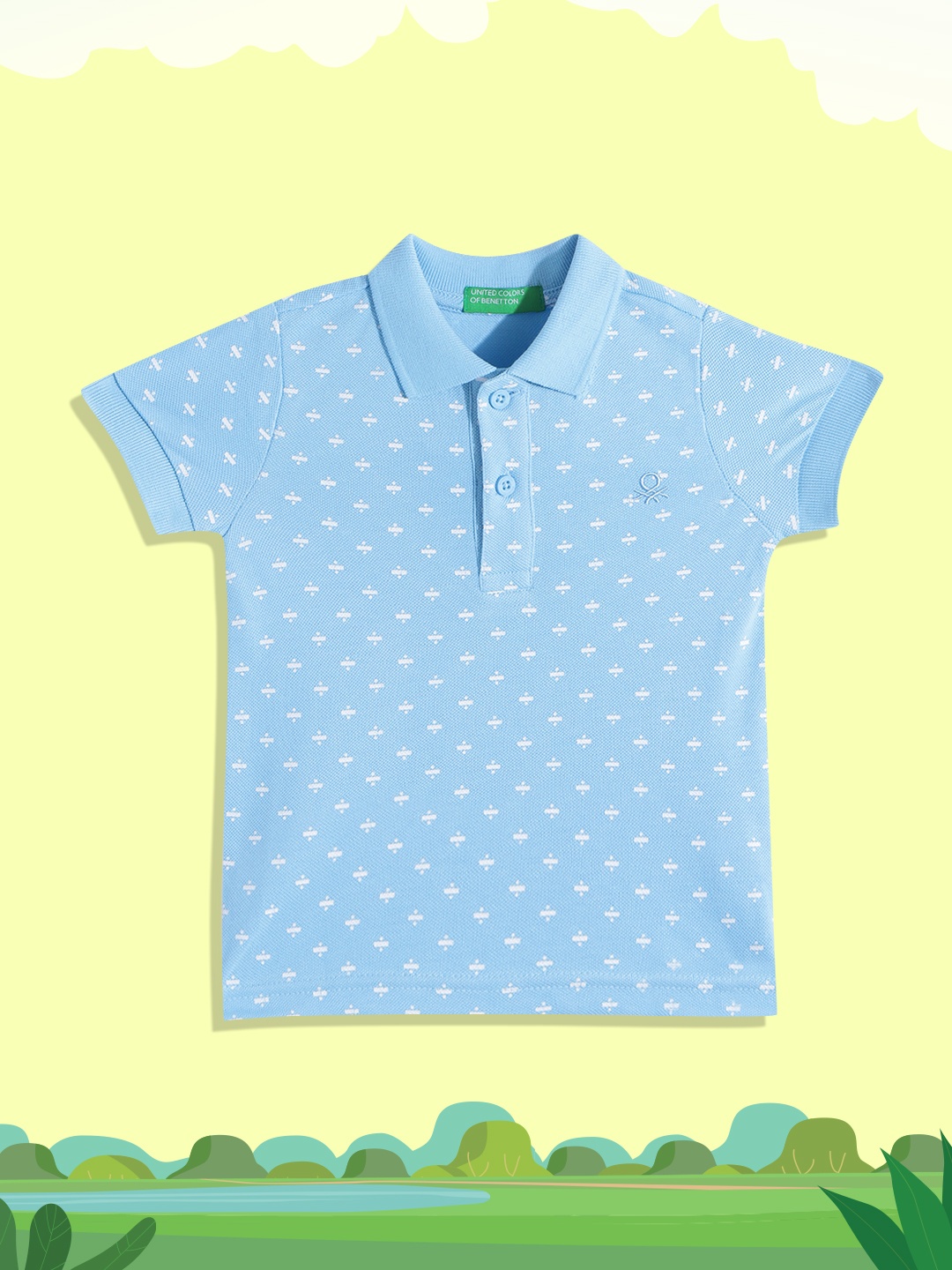 United Colors of Benetton Boys Blue & White Ditsy Printed Cotton Polo Collar T-shirt
United Colors of Benetton Boys Blue & White Ditsy Printed Cotton Polo Collar T-shirt