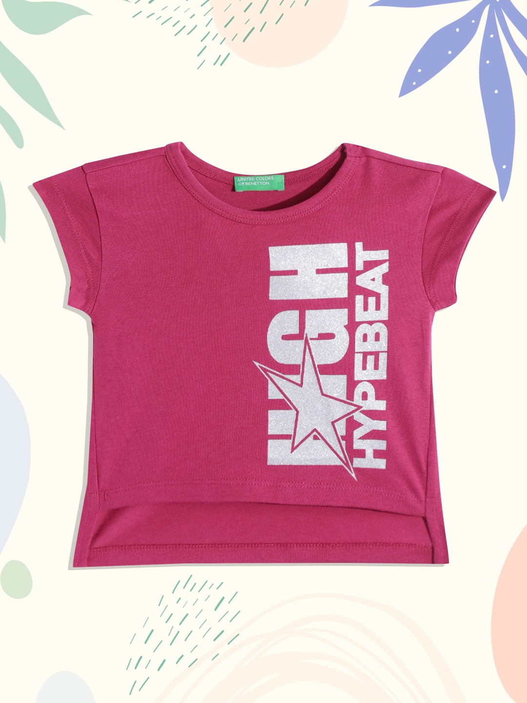 United Colors of Benetton Girls Pink & Silver Typography Printed Cotton High-Low T-shirt
United Colors of Benetton Girls Pink & Silver Typography Printed Cotton High-Low T-shirt