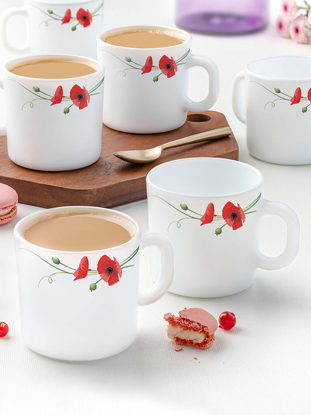 Larah by BOROSIL red carnation White And Red Set of 6 Printed Opal ware Glossy Cups 180 ML
Larah by BOROSIL red carnation White And Red Set of 6 Printed Opal ware Glossy Cups 180 ML