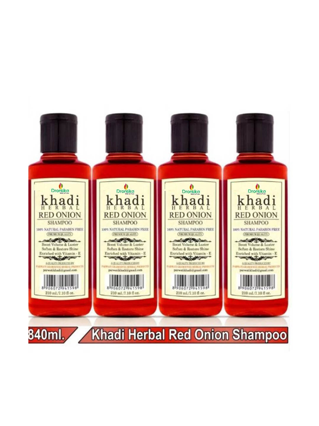 DRONTIKA Set of 4 Khadi Herbal 100% Natural Paraben Free Red Onion Shampoo - 210 ml Each
DRONTIKA Set of 4 Khadi Herbal 100% Natural Paraben Free Red Onion Shampoo - 210 ml Each