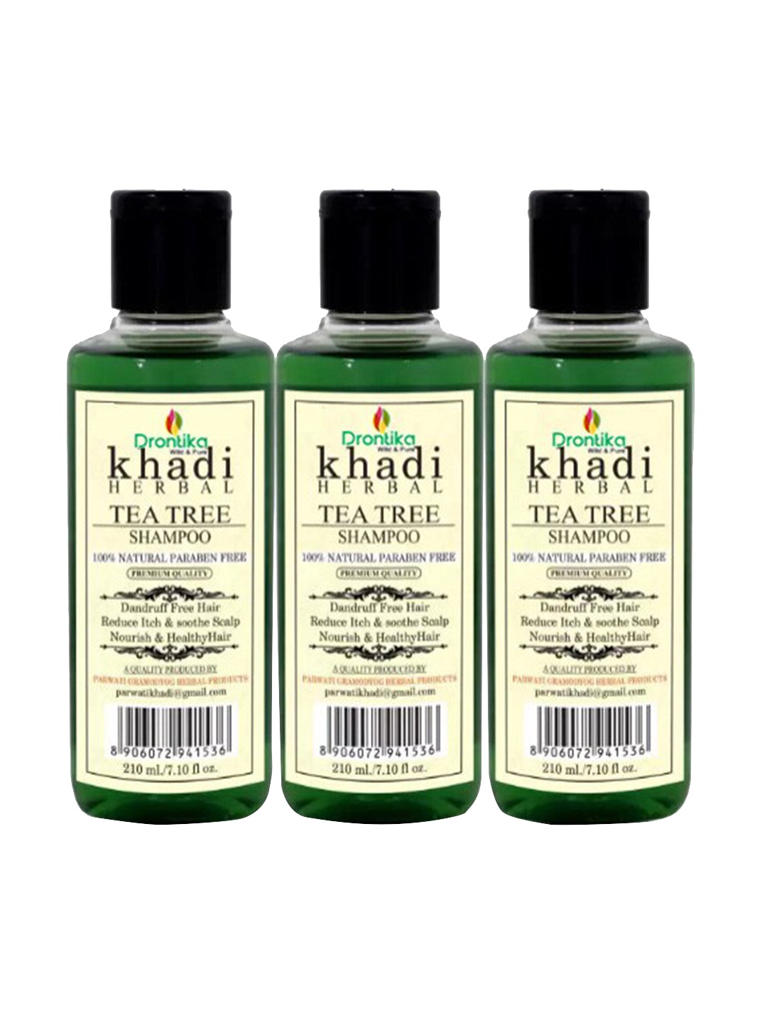 DRONTIKA Set of 3 Khadi Herbal Natural Paraben Free Tea Tree Shampoo - 210 ml Each, Green
DRONTIKA Set of 3 Khadi Herbal Natural Paraben Free Tea Tree Shampoo - 210 ml Each, Green