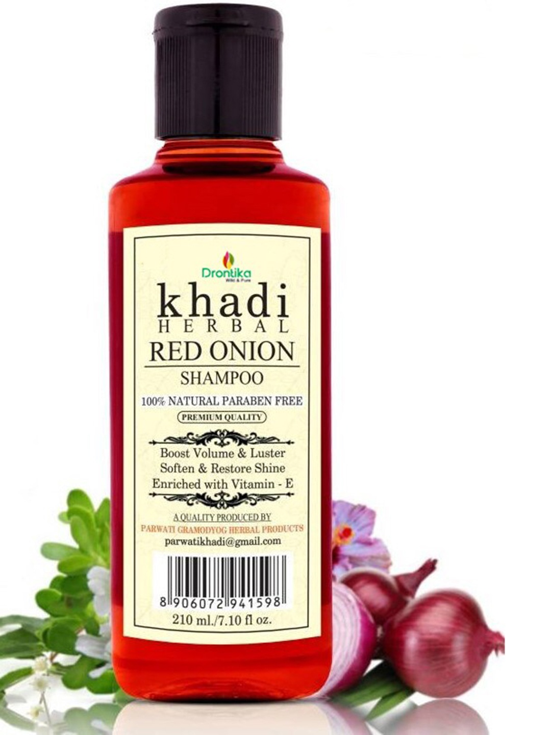 DRONTIKA Khadi Herbal 100% Natural Paraben Free Red Onion Shampoo To Boost Volume - 210 ml
DRONTIKA Khadi Herbal 100% Natural Paraben Free Red Onion Shampoo To Boost Volume - 210 ml