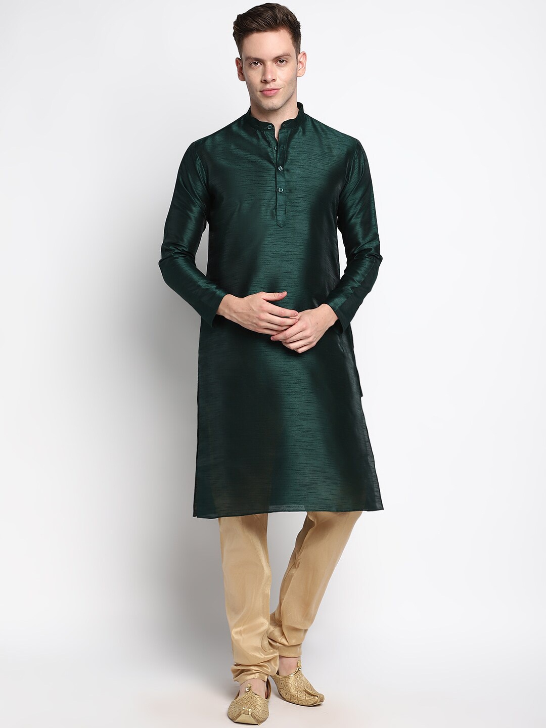 DEVOILER Men Green Kurta with Pyjamas