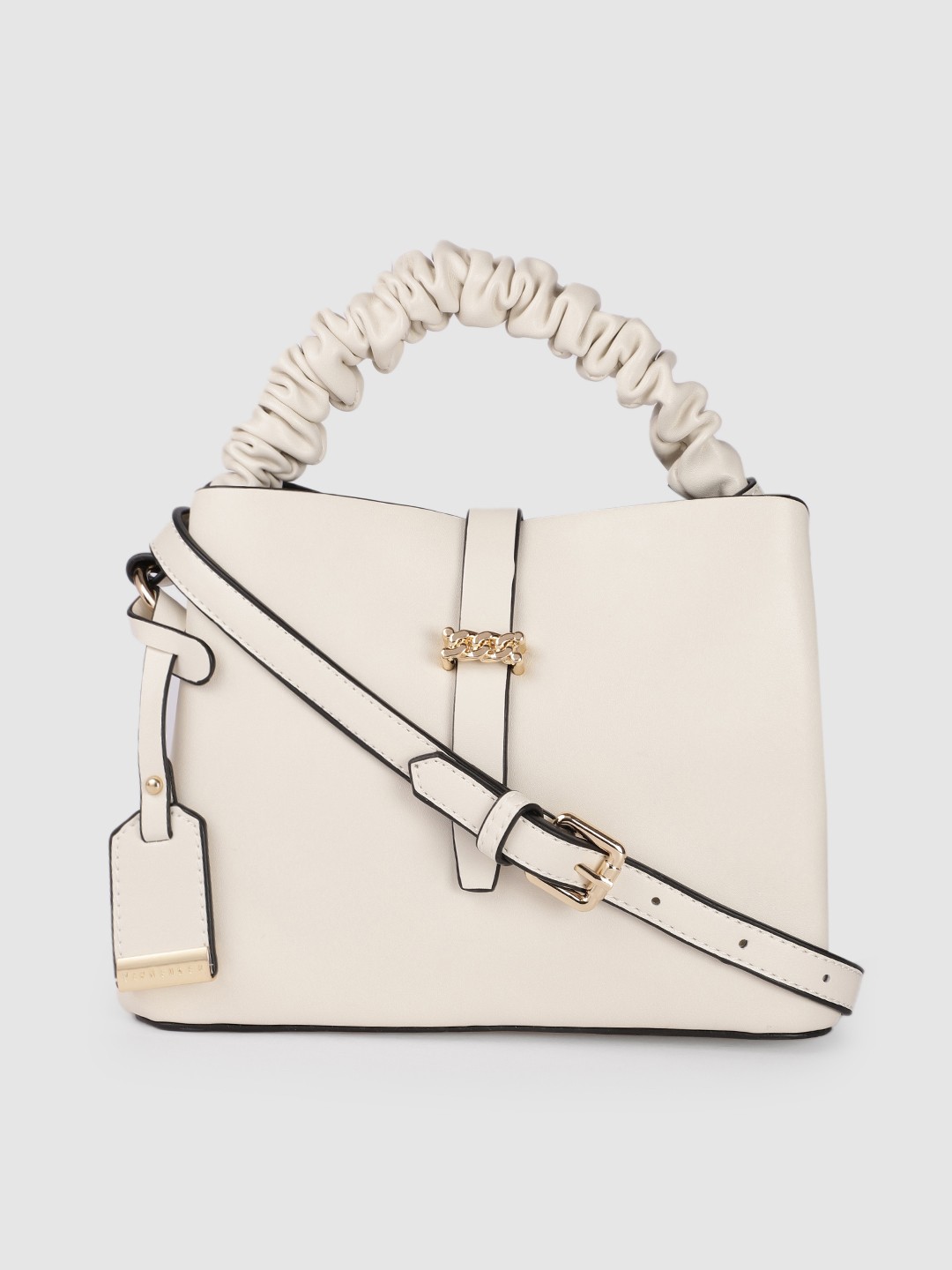 Van Heusen Women Off White Solid Structured Sling Bag