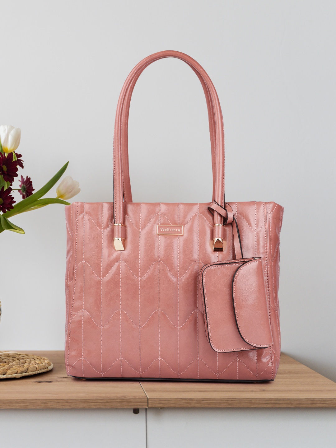 Van Heusen Dusty Pink Textured PU Regular Structured Shoulder Bag with Quilted Detail
Van Heusen Dusty Pink Textured PU Regular Structured Shoulder Bag with Quilted Detail